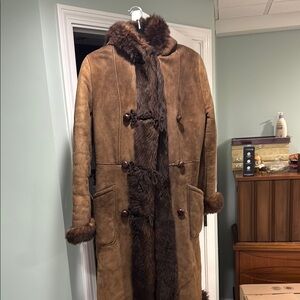 Woman’s Brown Fur-Trimmed Coat